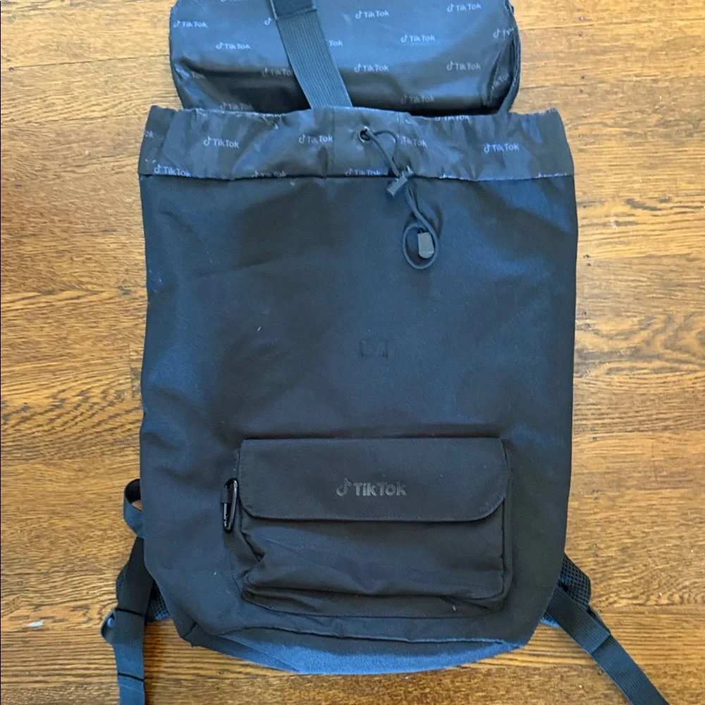 Black TikTok Logo Full Size Backpack